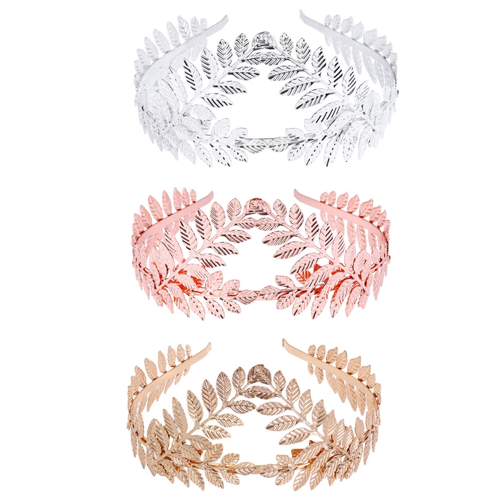

3Pcs Crown Headband Bride Hair Accessories Wedding Bridal Women Girls Leaf Shape Hoops Party Headdress Hair Tools