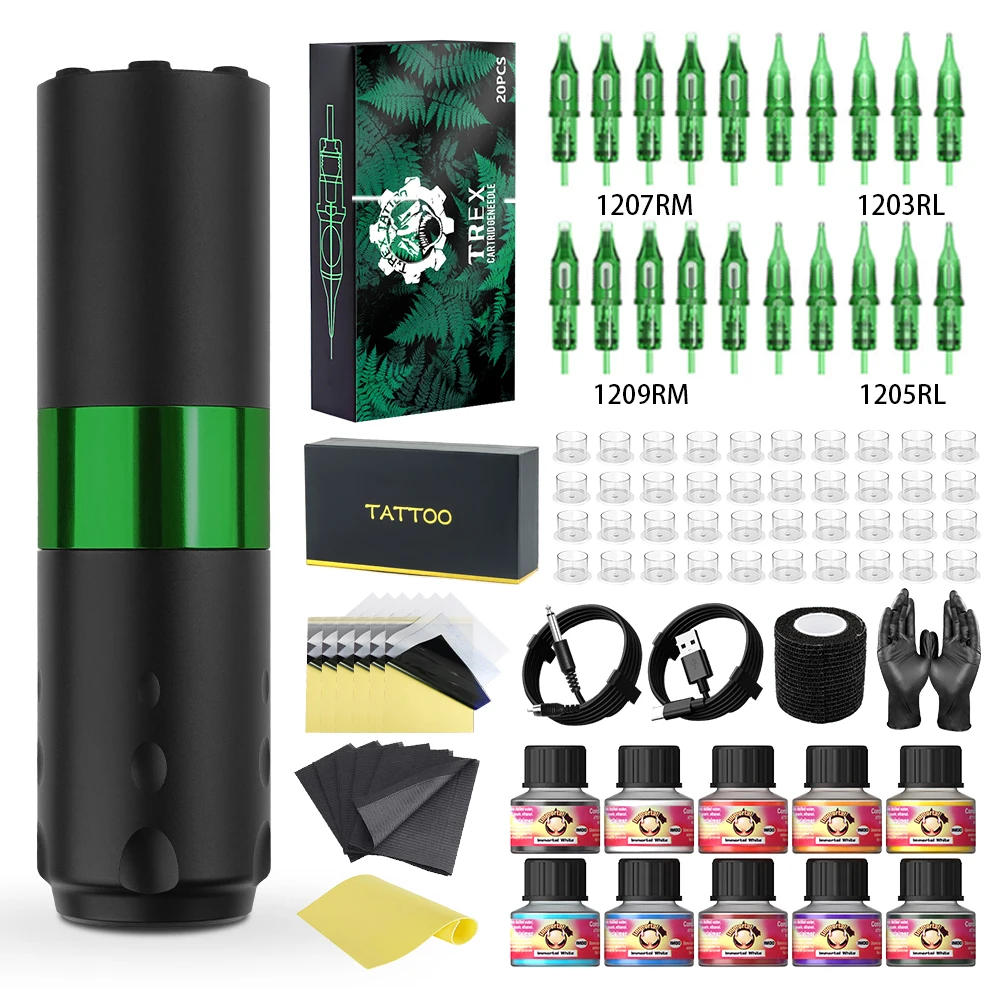 

Tattoo Kit T-Rex-Wireless Tattoo Machine Kit, Permanent Makeup Tattoo Machine, 4mm Stroke 1800mAh Battery Tattoo Pen Kit