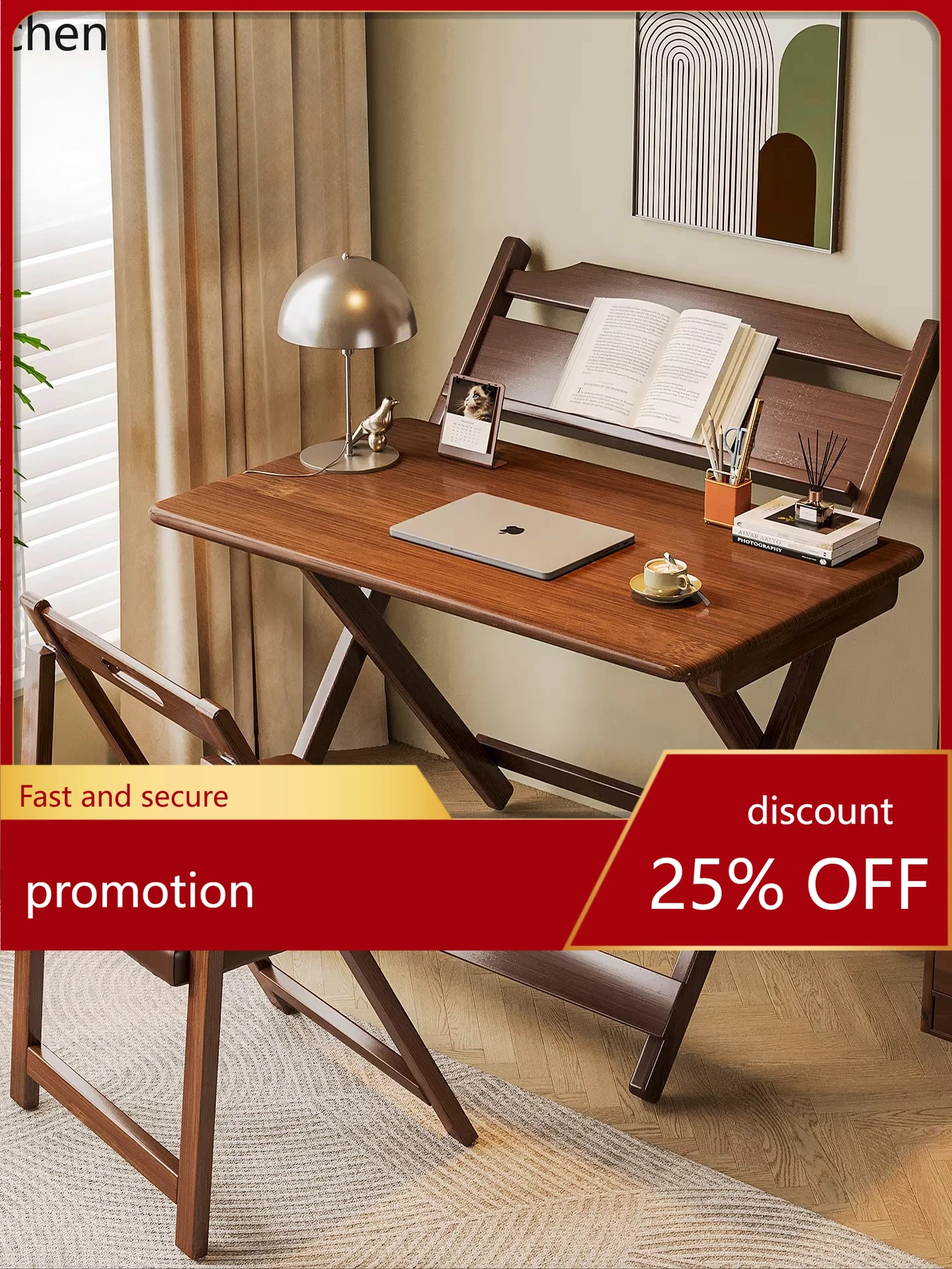 HYS Desk Small Apartment Multifunctional Home Table Living Room Dining Table Simple Mobile Solid Wood Study Desk