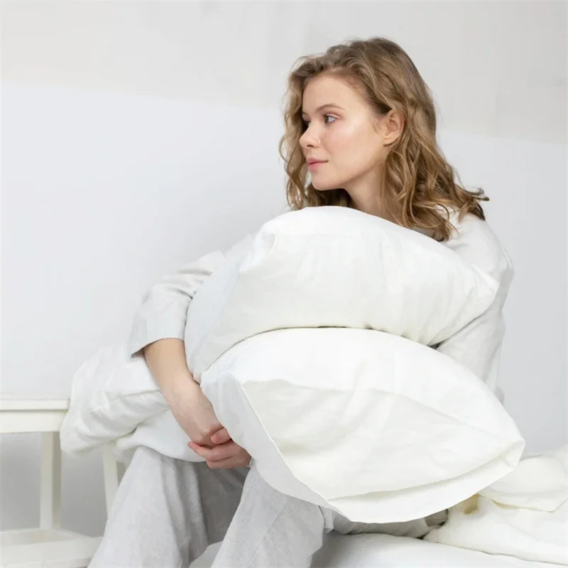 Pure Linen Envelope Pillowcase, Solid Color, Bedding White Pillow Cover, Pillow Protector for Bed Sleeping