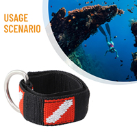 1pc Adjustable Scuba Diving Wrist Strap Lanyard Webbing Band With Metal D-Ring Freediving Webbing Holder Strap Swim Pool Parts