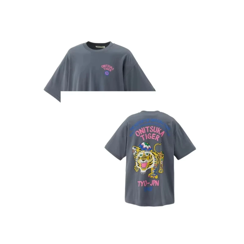 2025 جديد BS عجلة السيارة تي شيرت مطبوع منافذ تنفس عادية القطن الخالص الجولة الرقبة تنفس طباعة فضفاضة تي شيرتات قصيرة الاكمام