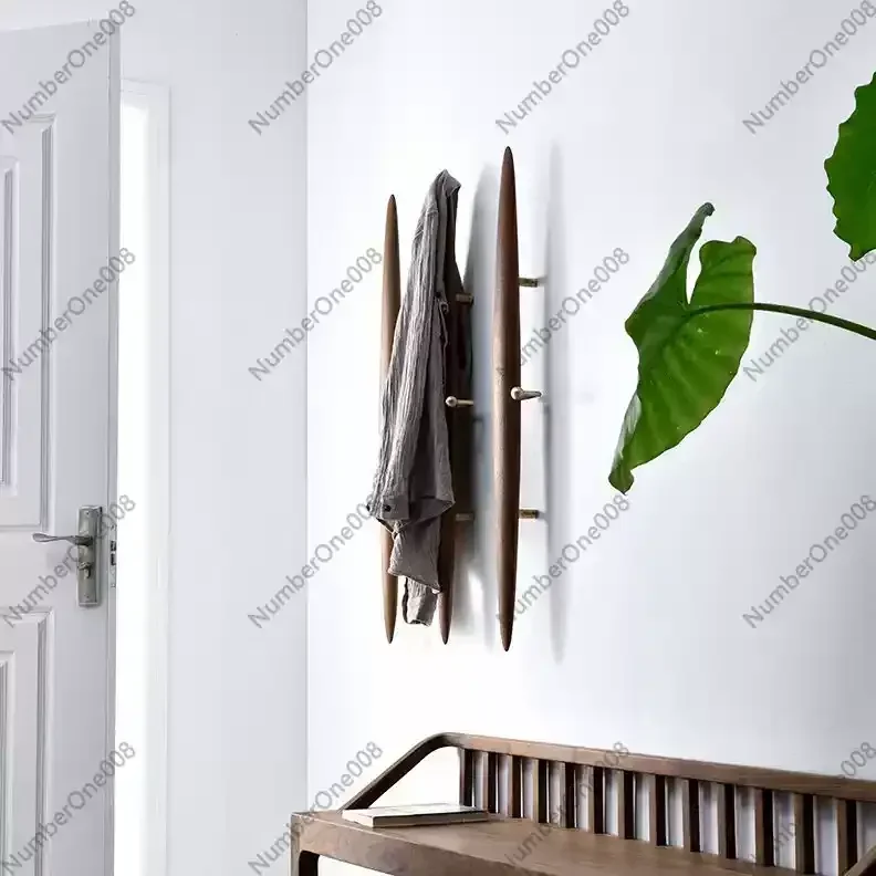 Simplicity Luxury Nordic Wall Hanging Coat Racks Vintage Coat Stand Black Walnut Solid Wood Bedroom Coat Hat Rack Home Japanese