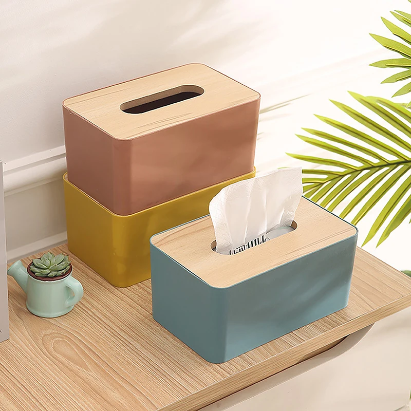 Wooden Tissue Box Napkin Holder Cover Toilet Paper Handkerchief Case Solid Simple Stylish Wood Home Car Wipe Organizer Container