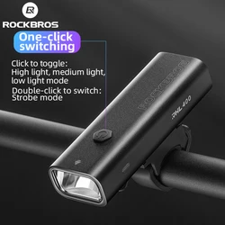 ROCKBROS vélo lumière type-c charge vélo lumière 2000mAh vtt phare avant aluminium ultra-léger lampe de poche lampe vélo lumière