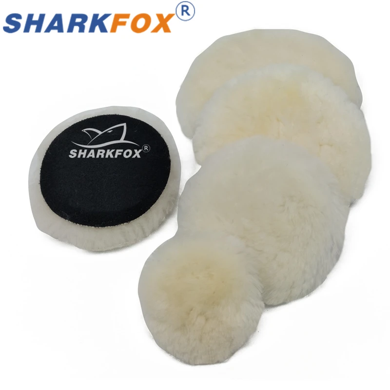 

Sharkfox Car Polish Pad 3/4 /5/6/7 Inch Heavy Cut Wool High Density Lambs Polishing Pad For DA/RO Car Polisher