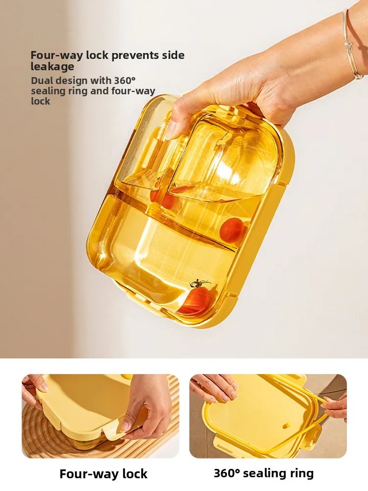 Modern Housewife Glass Lunch Box Microwave Heating Preservation Container Office Workers Meal Box with Rice Compartment view 4