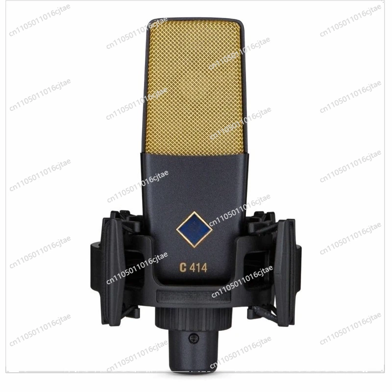 For C414 Professional 48V Condenser Large Diaphragm Microphone, Live Broadcast Karaoke Recording Sound Card Universal Microphone