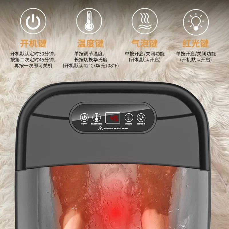 완전 자동 발 담그는 통 가정용 전기 일정 온도 유지 발 마사지 지능형 디지털 디스플레이