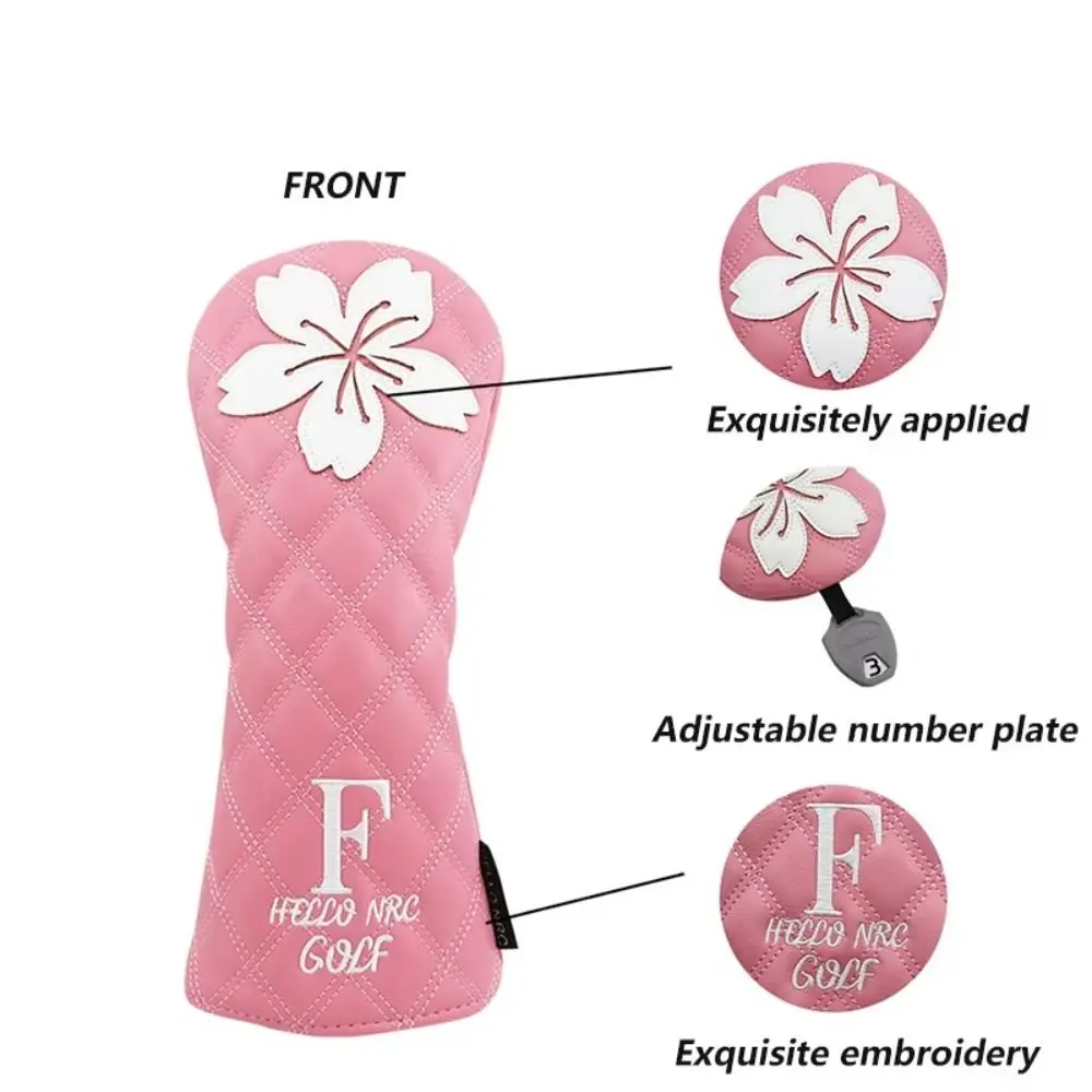 Golfschlägerkopfhülle mit Sakura-Muster, weich und langlebig, PU-Leder, Golfschläger-Schutz, wasserdichte Schutzhülle, Holzschlägerhaube