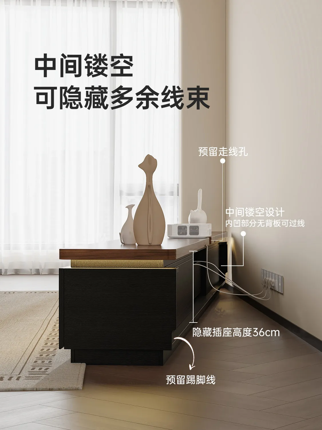 YFY TV cabinet floor-to-ceiling living room household French storage and storage integrated laser TV cabinet
