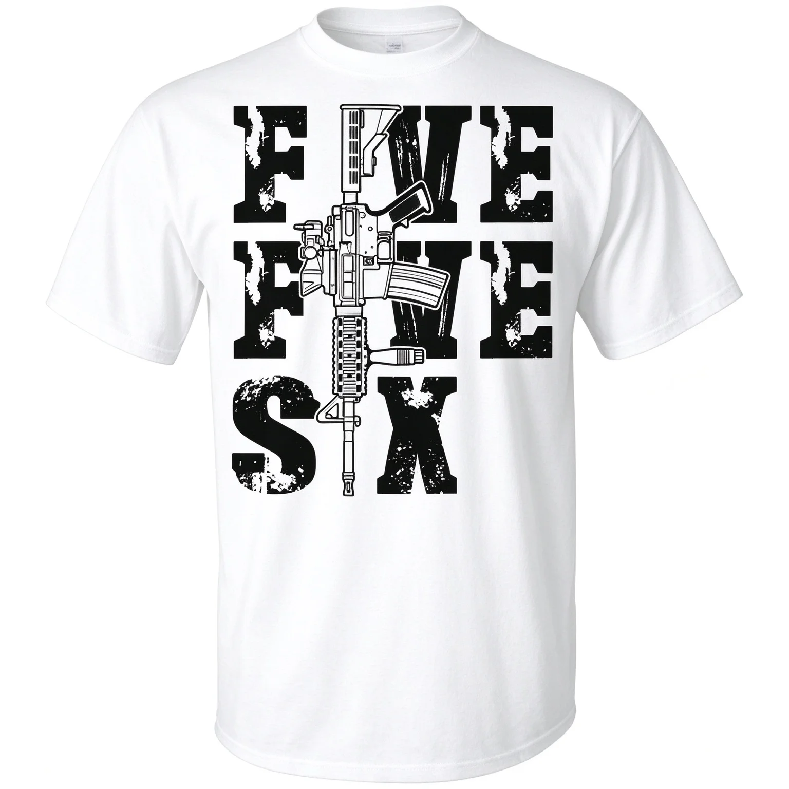 2026 New Tactical 556 Family Matching Oversized Unisex Streetwear T Shirt Distressed Bold Letter Graphic Cotton Tee