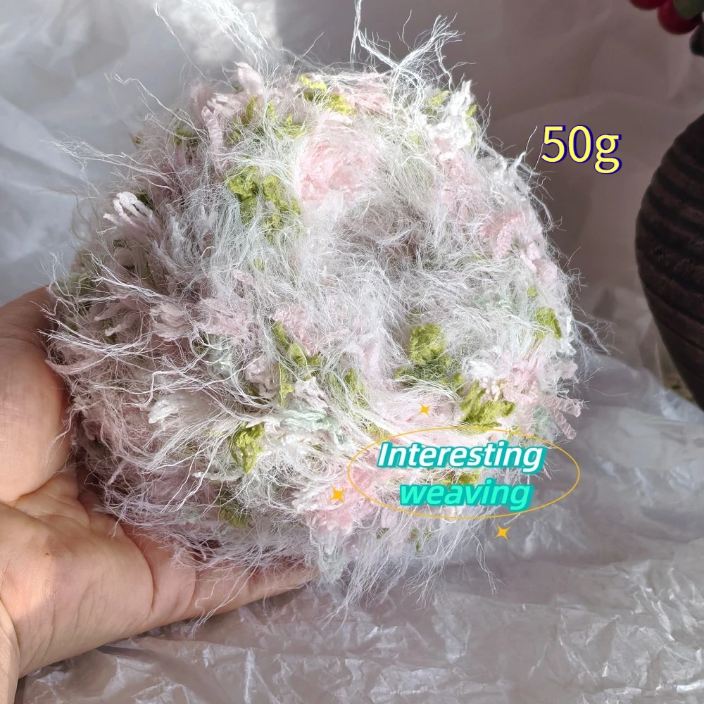 50g Pink Green Spring Day Yarn Handmade DIY Gradient Hand Mixed Thread Scarf Woven Thick Yarn Ball Material Package for Gift