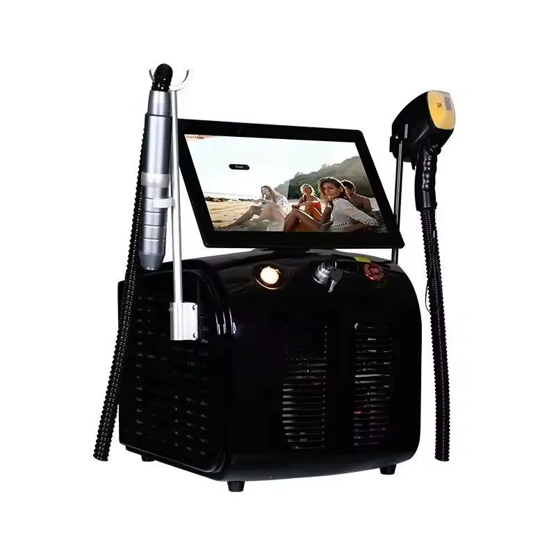 أحدث جهاز إزالة الشعر بالليزر ديود ND: YAG - الطول الموجي الثلاثي، طاقة 3000 وات، غير مؤلم ودائم 808 نانومتر + 1064 نانومتر + 755 نانومتر