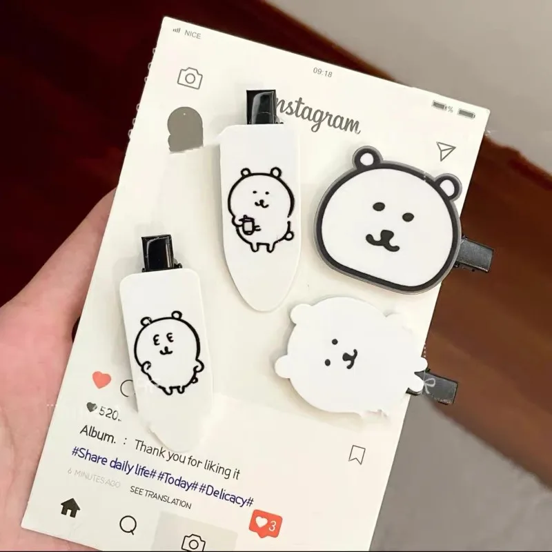 2Pcs Japan Korea Bear Animal Hair Clip Set Cartoon Cute Joke Bear Duckbill Bangs Pins for Women Daily Makeup Barrettes Ornaments