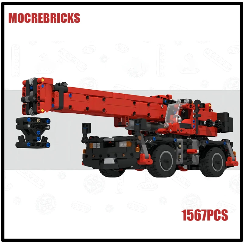 Technology City Vehicle MOC-187137 Rough Terrain Crane Building Blocks Engineering Car Model  DIY Kid's Bricks Toys Xmas Gifts