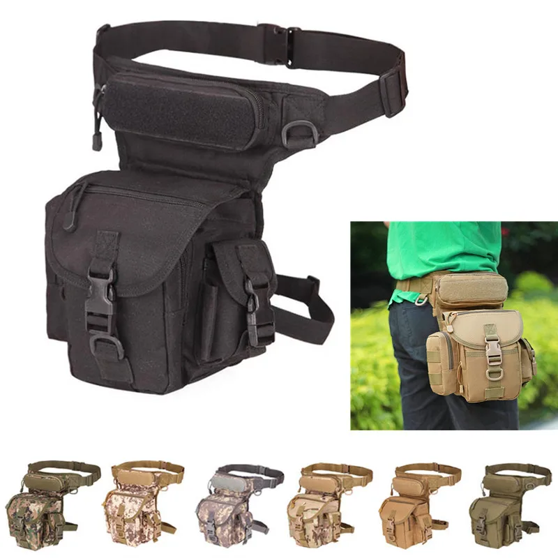 Men's Tactical Drop Leg Bag Multifunctional Waist Pack Adjustable Thigh Belt Hiking  Sports Cycling Waterproof Nylon Camping Bag