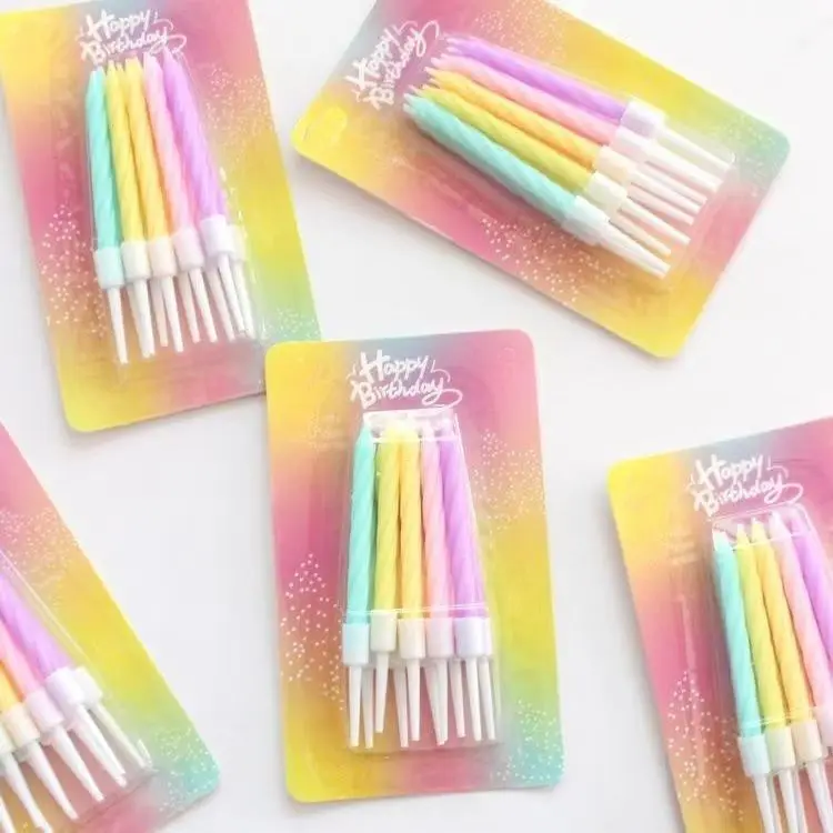 New Birthday Candle Macaron Color Thread Popular Children's Cake Decoration Plug-in Digital Rainbow Small Candle Party Supplies - Detail 1