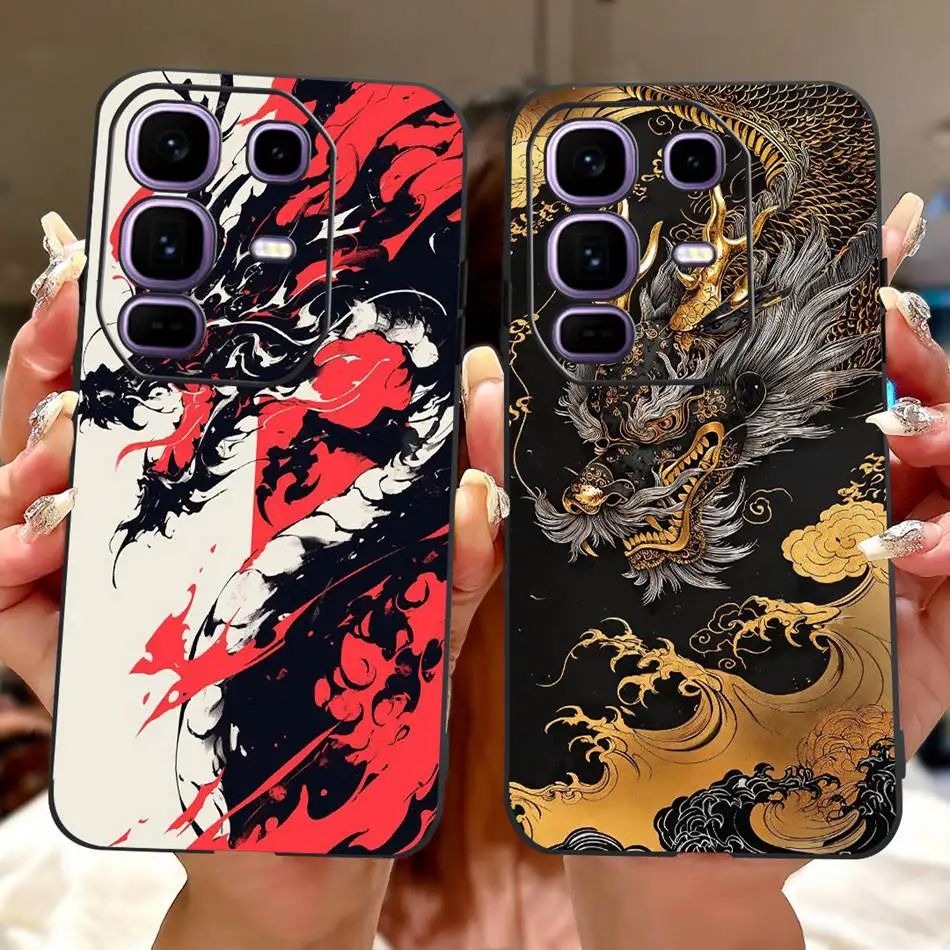 حافظة لهاتف انفينيكس نوت 50 برو + نوت 50 برو 4G حافظة هاتف مطلية على شكل نمر التنين الرائع لهاتف انفينيكس نوت 50 برو بلس حافظة من السيليكون الناعم من البولي يوريثان #1