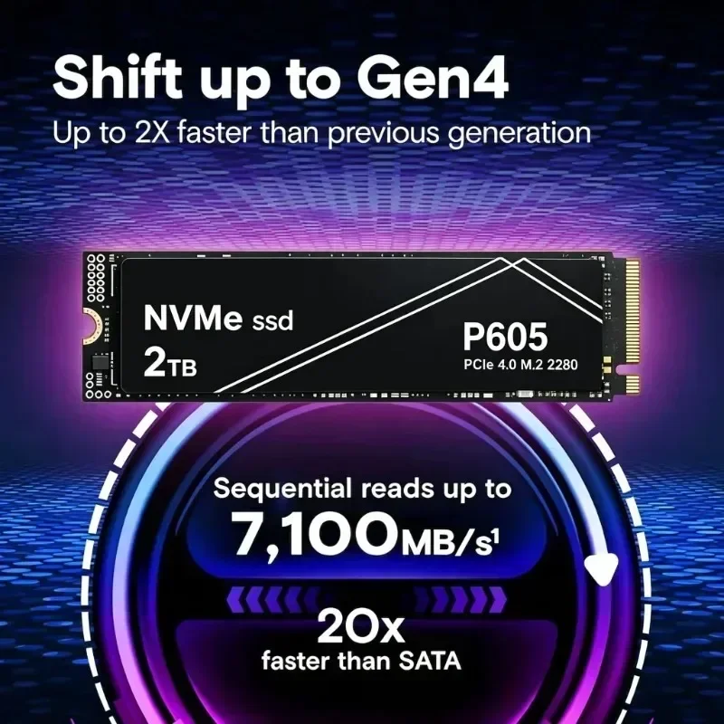PCIe 4.0 M.2 2280 Internal Drive Punch Above Its Class P605 NVMe SSD 7100MB/s Gaming Laptop & Desktop PC 500GB 1TB 2TB 4TB