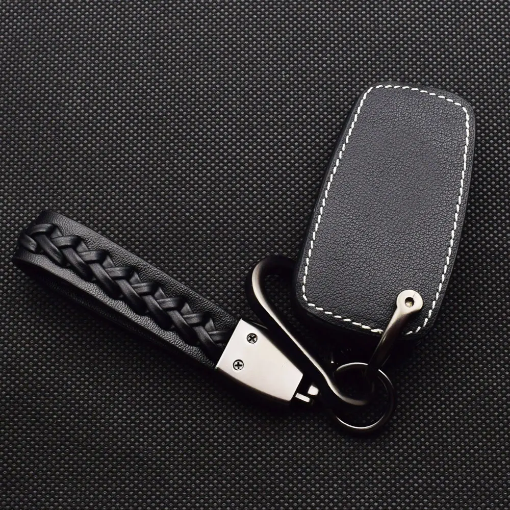 Leather Car Key Case Keychain Holder For BMW 1 3 5 Z Series E81 E87 E88 E90 E91 E92 E93 E60 E61 E70 E89 Smart Remote Fobs Cover