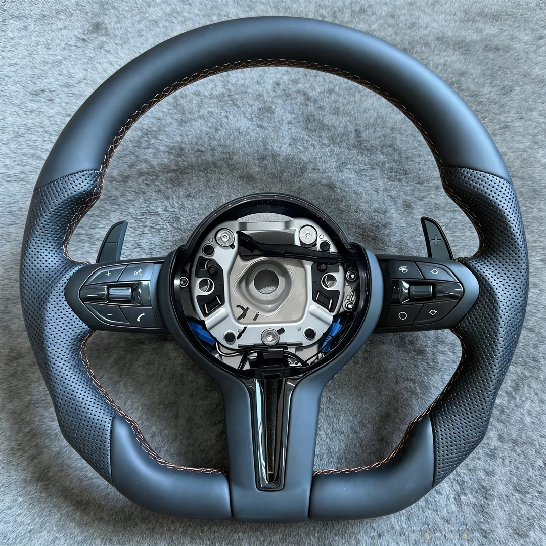 M Sport Schwarzes Perforiertes Leder-Autolenkrad für BMW F-Serie F10 F30 F31 F32 F20 E92 E60 X6 E71 X5 E70 M3 M4