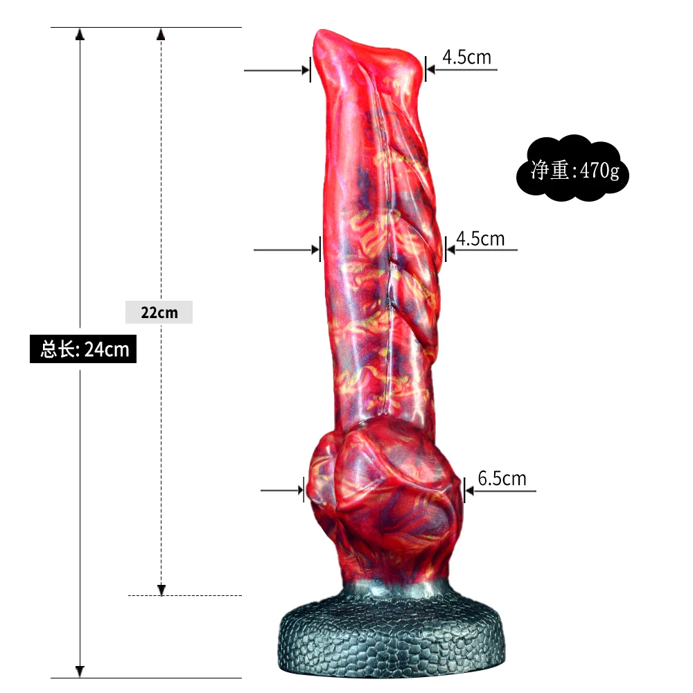 FAAK Large Knot Animal Dildos With Suction Cup Fire Dragon Penis Big Dong Silicone Multi Color Anal Sex Toys For Men Women