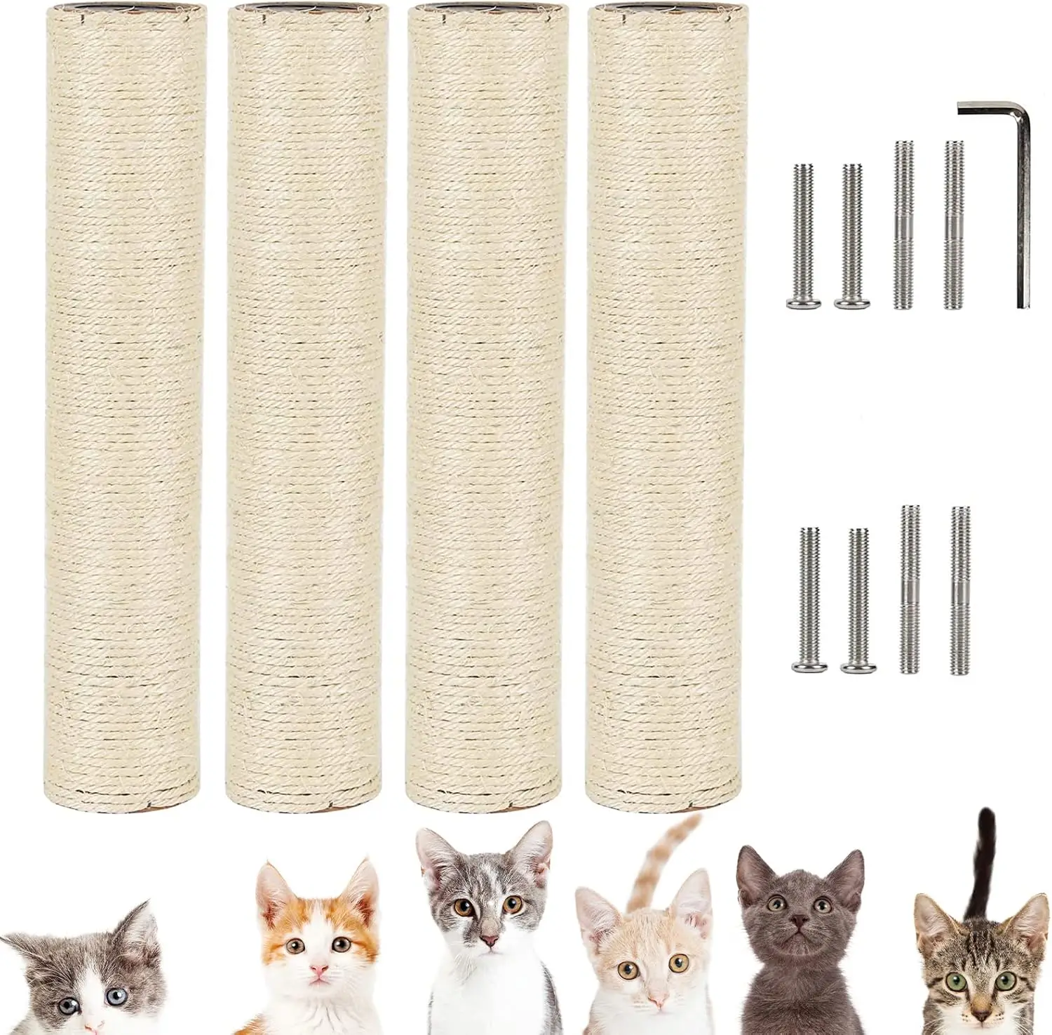 

Cat Scratching Post Replacement for Indoor Cats 4Pcs 15.7in Cat Scratch Post Refill Pole Parts Sisal Rope Cat Furniture