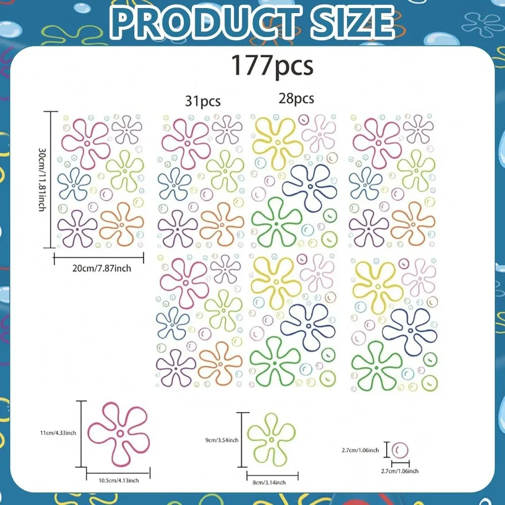 Removable and Reusable Under The Sea Bubble Wall Decals for Kids Room Nursery Bathroom Decor Peel and Stick Ocean Theme Mermaid Party Supplies Large Set of 156PCS Waterproof Safe for Walls No Residue Easy to Apply and view 2