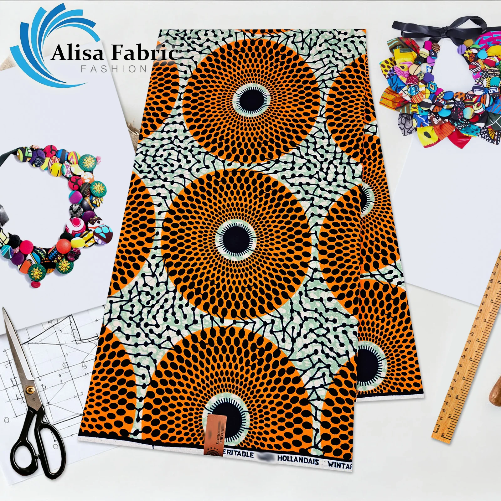 

2025 new design african wax fabrics hollandaise 100% cotton wholesale ankara fabric high quality 6yards for weddings