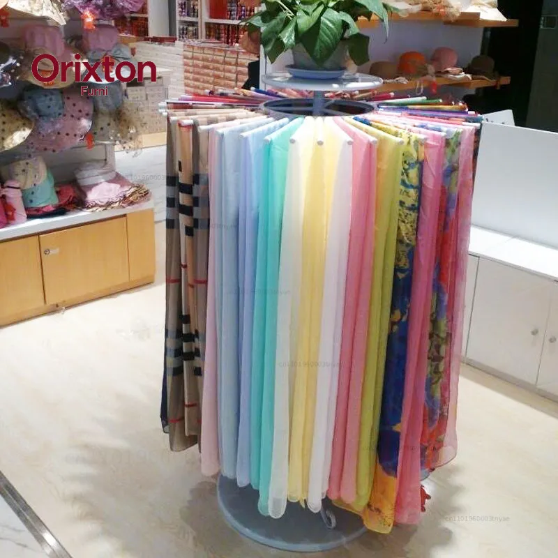Wrought iron scarf shelf, silk scarf display rack, floor-to-ceiling clothing store hanging fabric shawl display