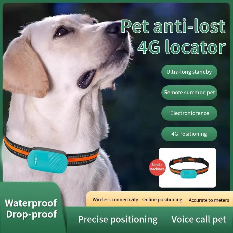 4G Pets GPS Tracker, Dog Cat Anti-lost Real Time Positioning Movement Waterproof Finder, Waterproof Electronic Geo-Fence for Dog