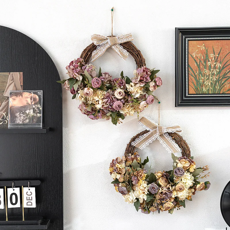 

Hand-woven wreaths, artificial flowers, wall decorations, Korean-style high-grade bionic flowers, window display DIY hangings