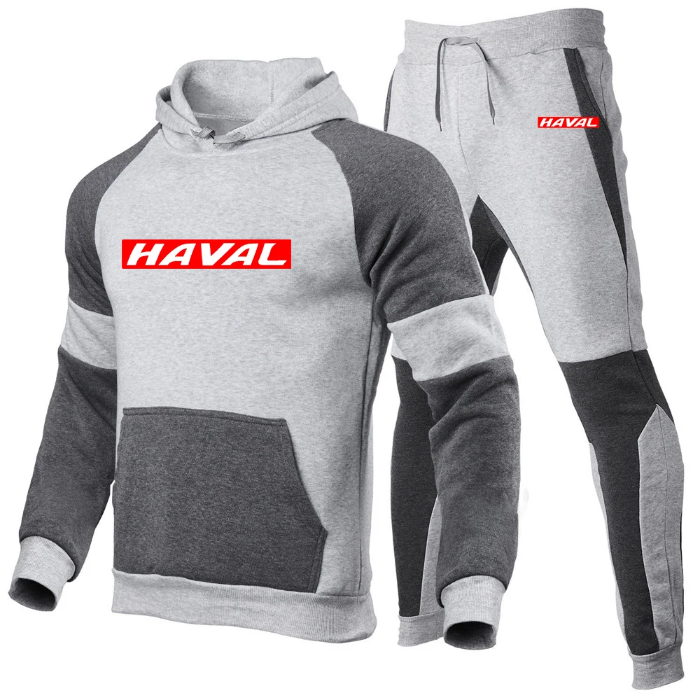 Haval-Sudadera con capucha y cremallera para hombre, pantalones de chándal Harajuku deportivos de Color degradado, traje versátil y cómodo, primavera y otoño, novedad de 2024