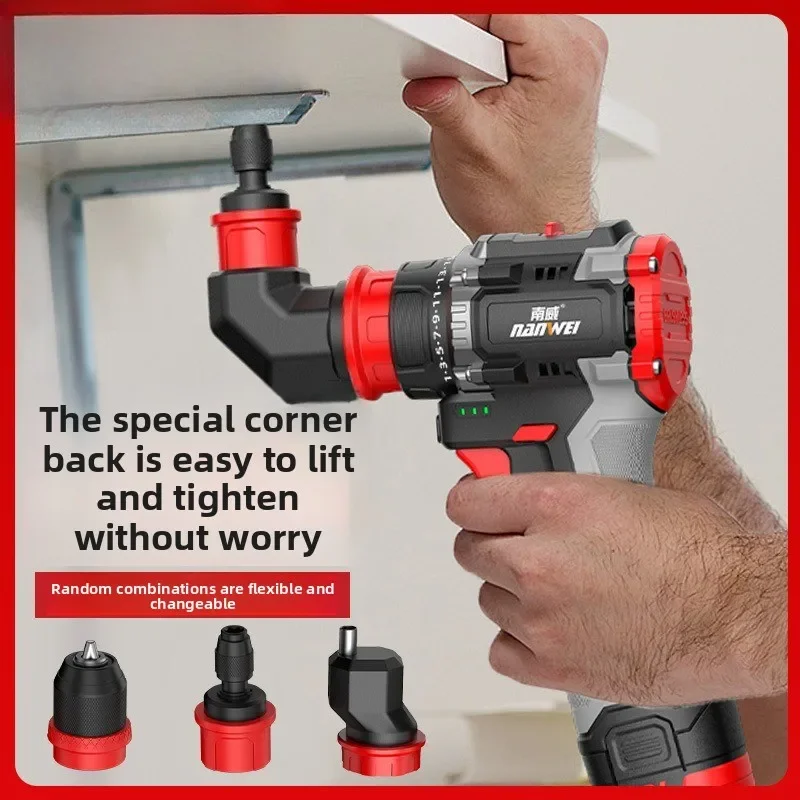 Durable Multi-head Drill Lithium Battery Brushless Hand Drill Quick Change Chuck Electric Screwdriver Tool Multi-function