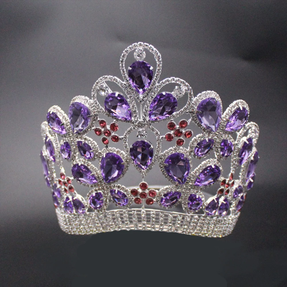 

Crown Alloy Claw Chain Water Diamond Headwear for Birthday Par Stage Beau Contest Brides Large round Crown
