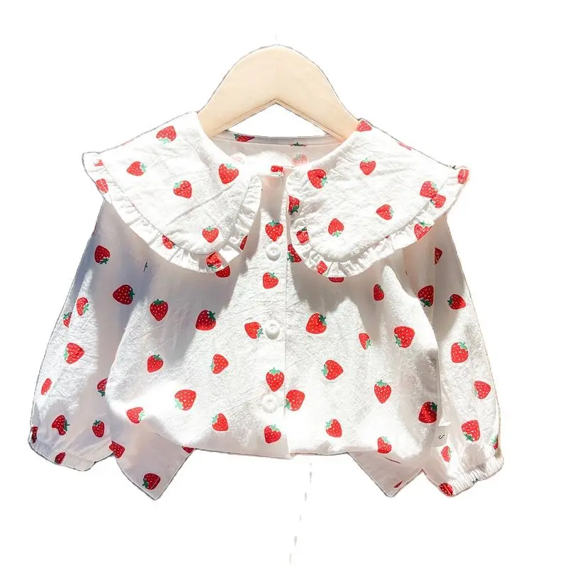 Girls Shirts Cotton Spring Autumn 2023 New Doll collar white blouse Kids Clothes for Children Long Sleeve Blouse for girls Shirt