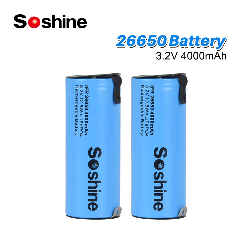 Soshine 4000mAh 26650 Battery+DIY Nickel Sheet 3.2V 4000mAh LiFePO4 Rechargeable Battery for Laser Flashlight RC Toys Helicopter