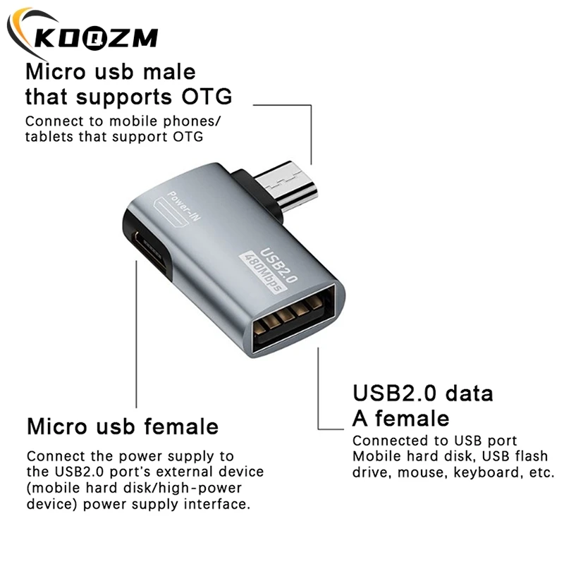 OTG Кабель-адаптер 4K, 90 градусов, с левым углом