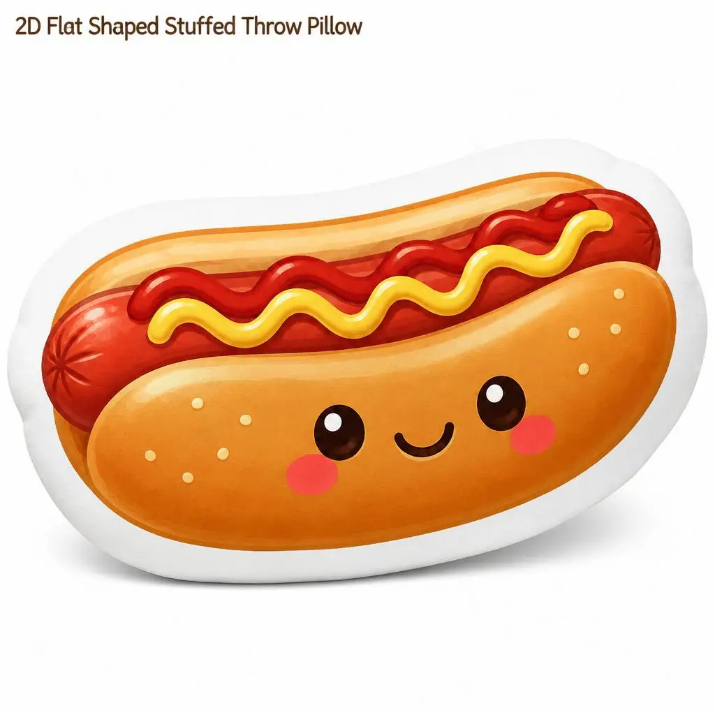 Cute Hot Dog Kawaii Fast Food Mustard Ketchup Plush Pillow Cushion Irregular Stuffed Throw Pillow Home Decor Gift Sofa Bed