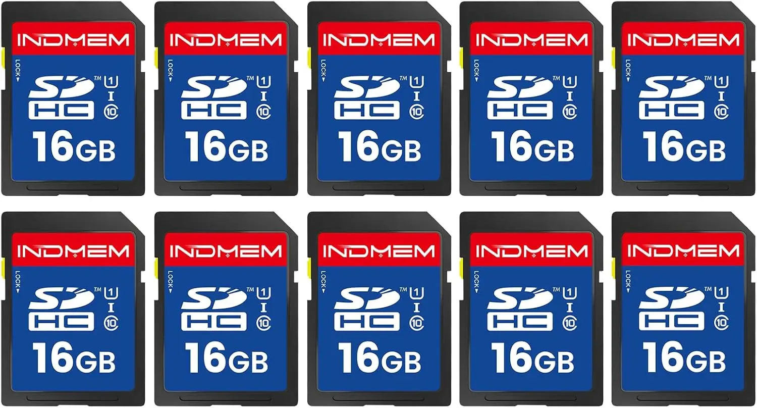 

SD Card 16GB 10-Pack UHS-I Class 10 MLC Flash Memory, High-Speed Secure Digital for Cameras, DSLR, Action Cams