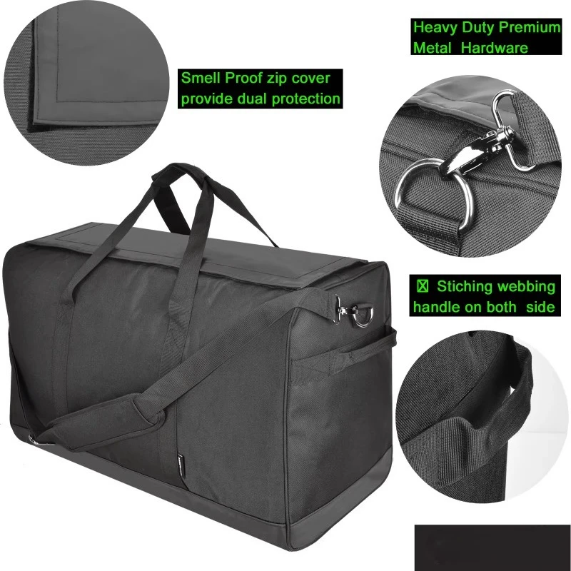 Large Lockable Deodorant Body Sweat Exercise Bag with Carbon Fiber Lining for Weekend Exercise Gym Overnight Use