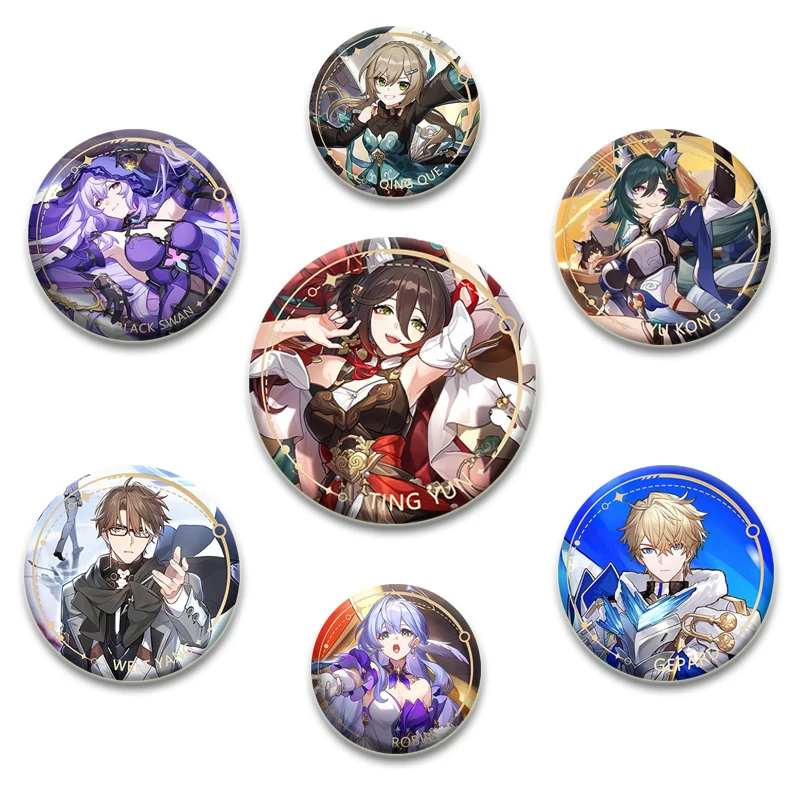 32/44/58MM Hot Game Honkai Star Rail Soft Button Pins Figure Himeko Seele Jing Yuan Round Brooch Badge for Clothes Bag Lapel Pin