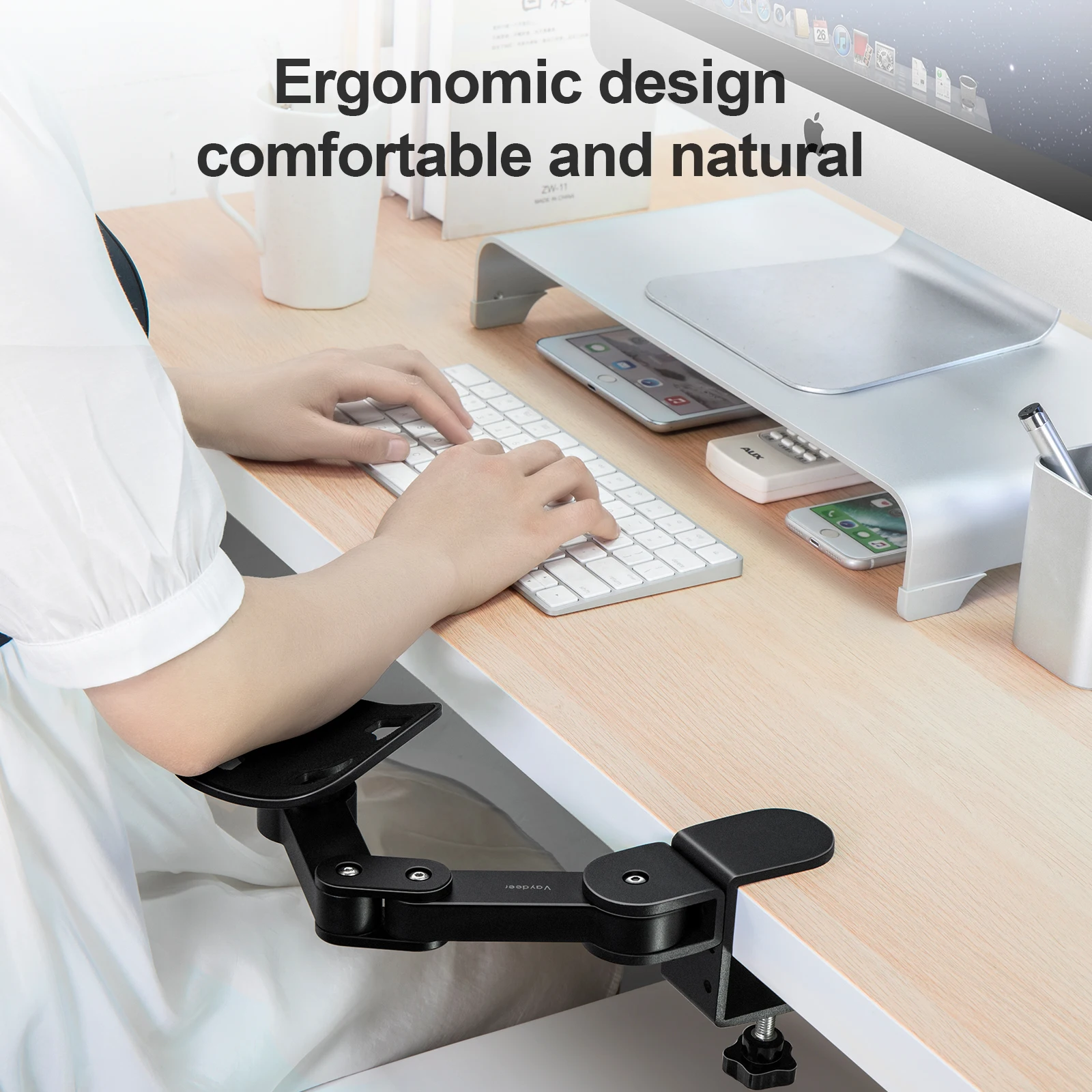 Imagem -02 - Mouse Pad Braço Ergonômico Ajustável Descanso de Braço 360 ° Rotatable Comfort Shoulder Rest