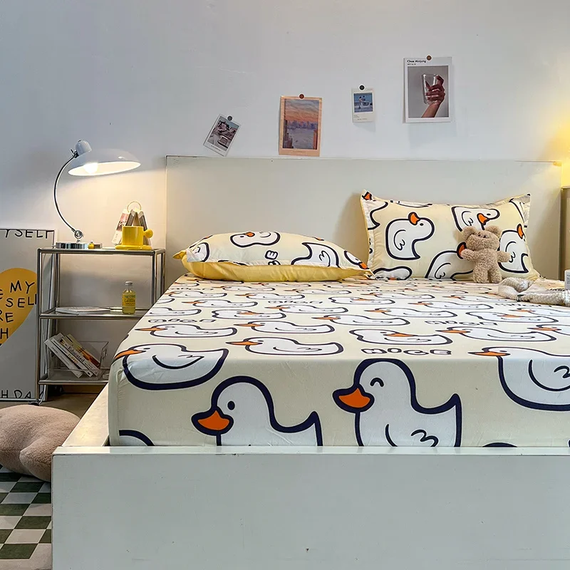 Yaapeet-ropa de cama con estampado de pato para niños, con bandas elásticas sábana ajustada, colchas, fundas de colchón ajustables, Sábana de cama