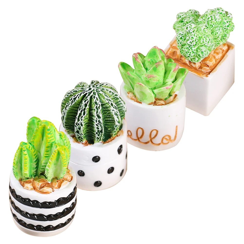 Simulation Cactus Ornament Small Artificial Plants Mini Figurines Decorations Resin