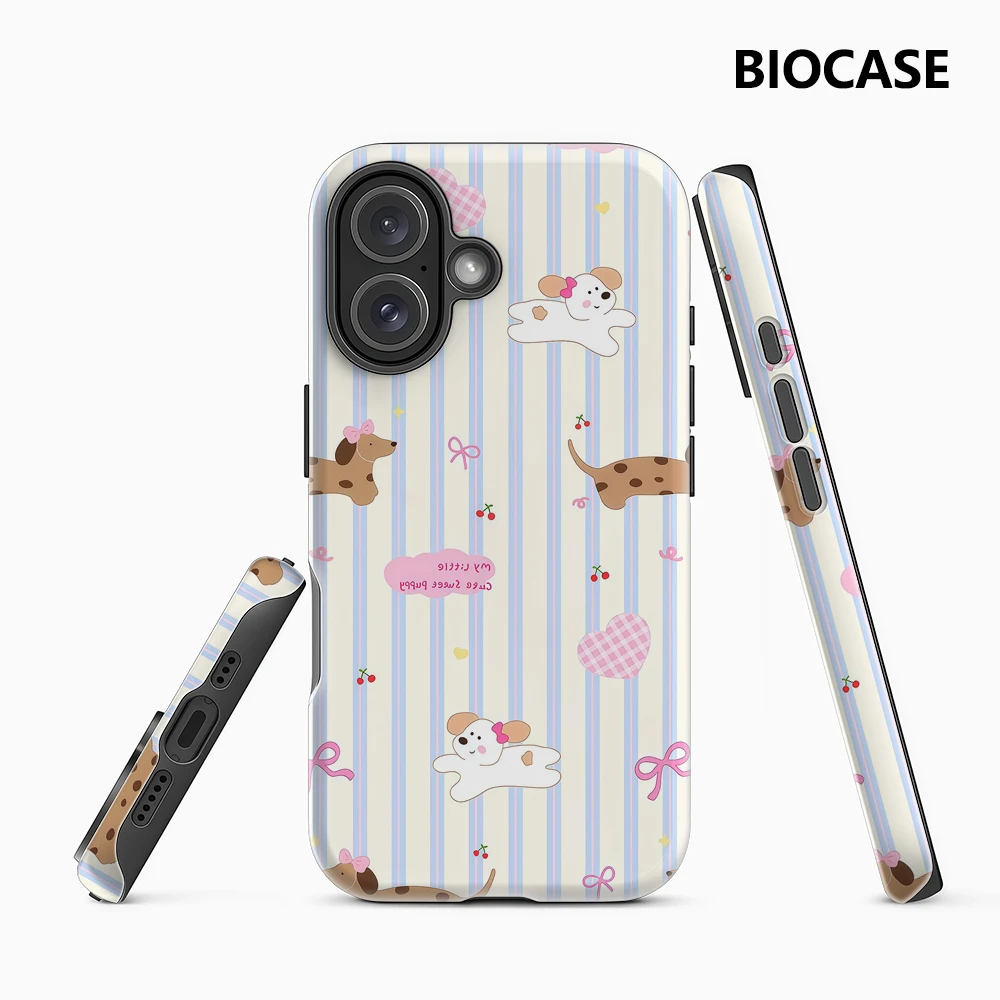 Süßer Dackel und Schleifenstreifen IPhone 17 Must-Haves Handyhülle für IPhone 17 16 15 14 13 12 Pro Max Plus Doppelschichtige Rückseite