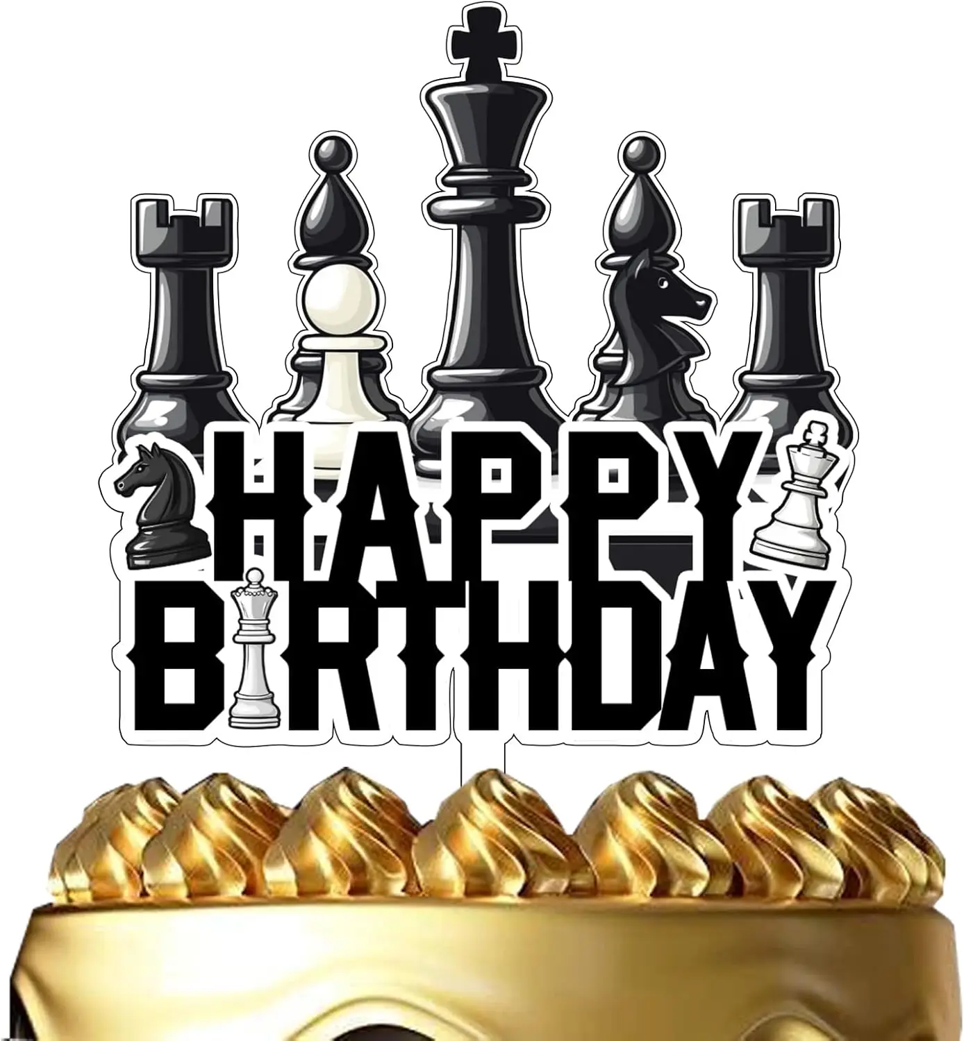 

Chess Happy Birthday Cake Topper International Chess Cake Decoration Funny Board Game Chess Birthday Party Decoration