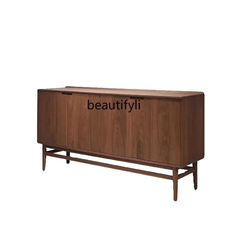 

V Black walnut dining side cabinet Japanese-style storage cabinet with pumping, all solid wood simple storage entrance tea cabin