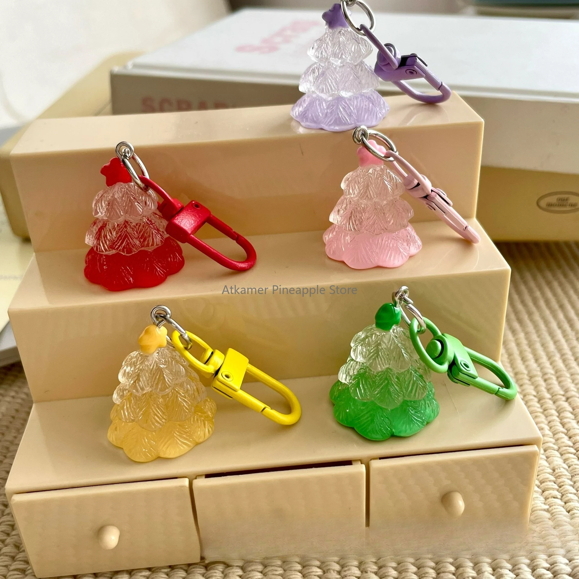 1pc Multicolor Miniature Christmas Tree Keychain Christmas Cute Key Pendant Christmas Keychain Jewelry Festival Souvenir